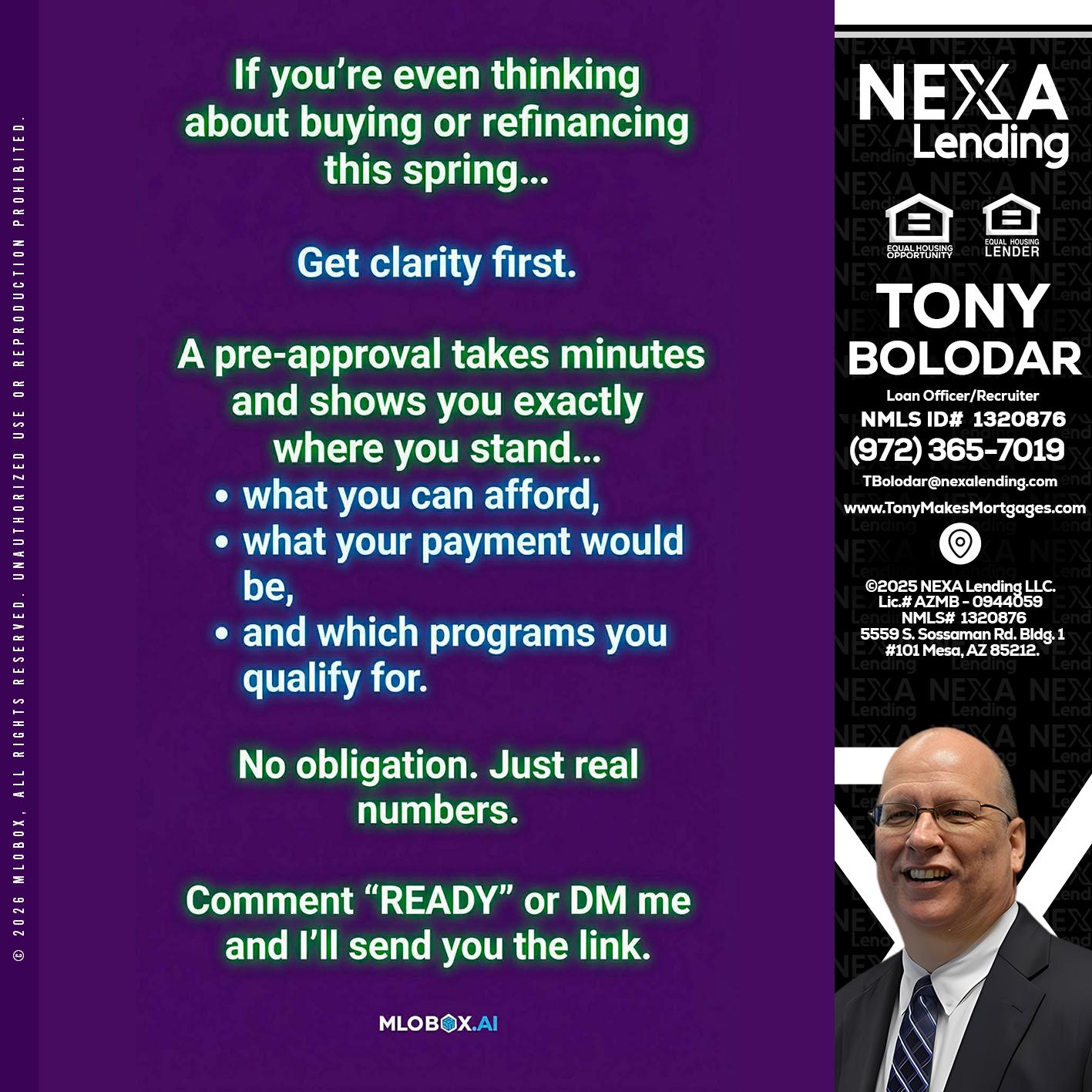IF YOU THINKING - Tony Bolodar -Loan Officer/Recruiter
