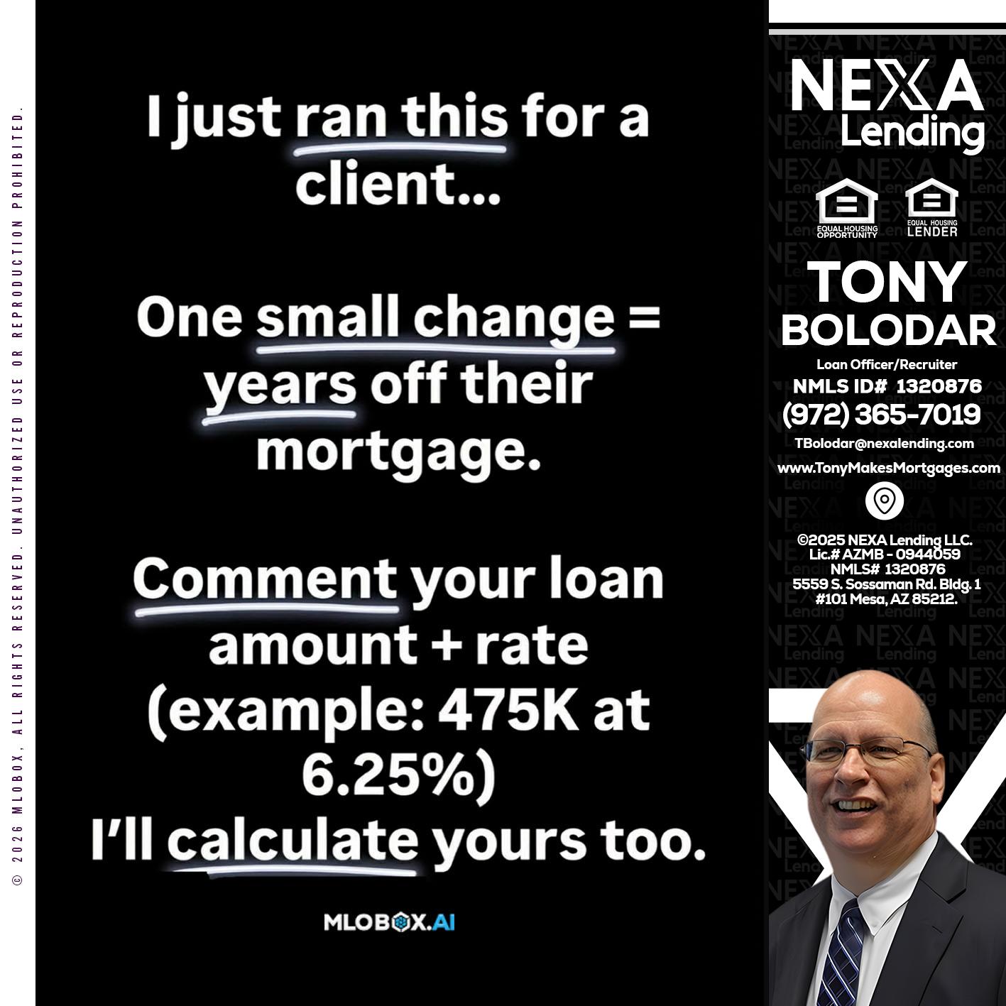 I JUST RAN - Tony Bolodar -Loan Officer/Recruiter