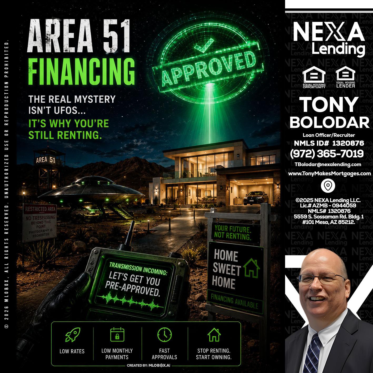 AREA 51 - Tony Bolodar -Loan Officer/Recruiter