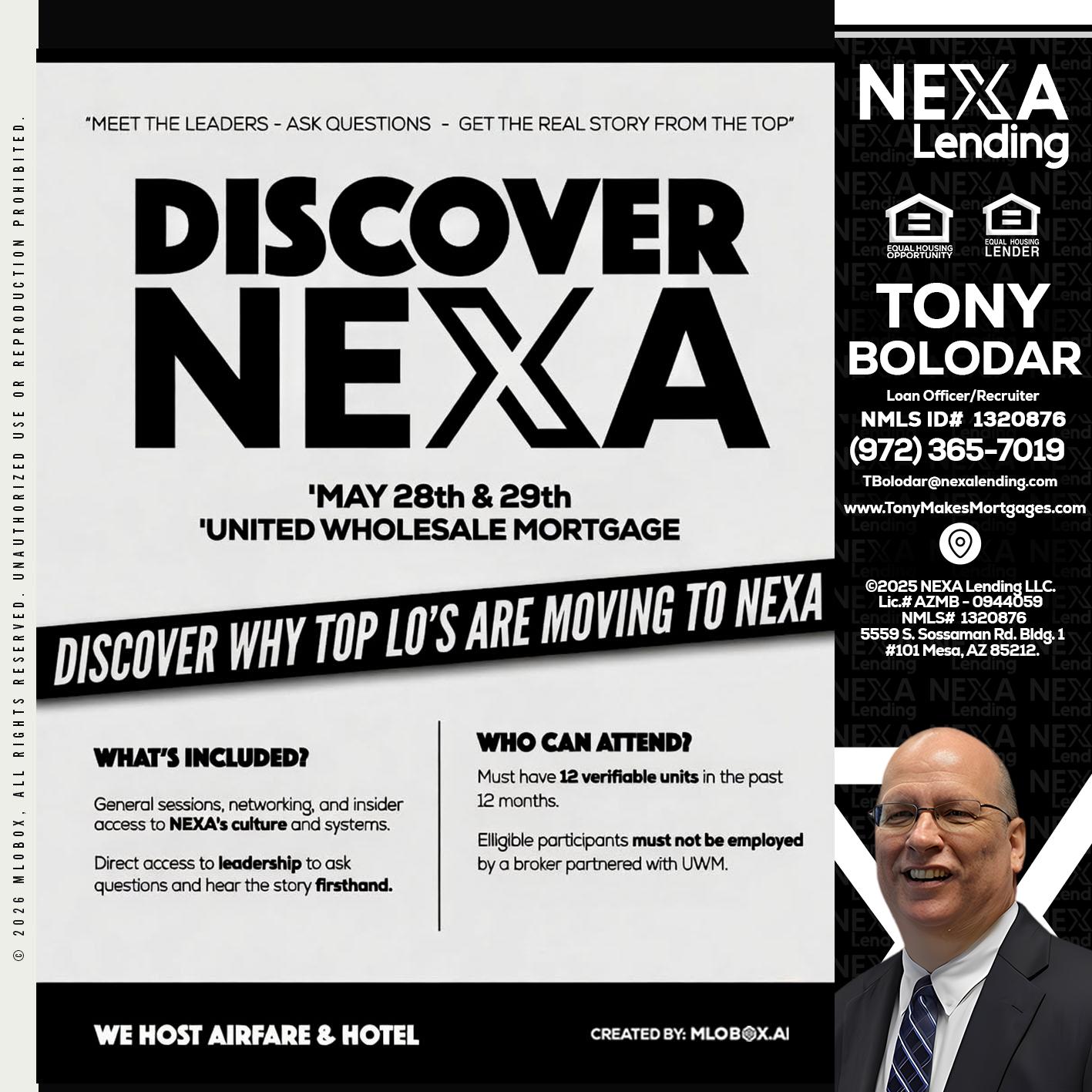 DISCOVER NEXA - Tony Bolodar -Loan Officer/Recruiter