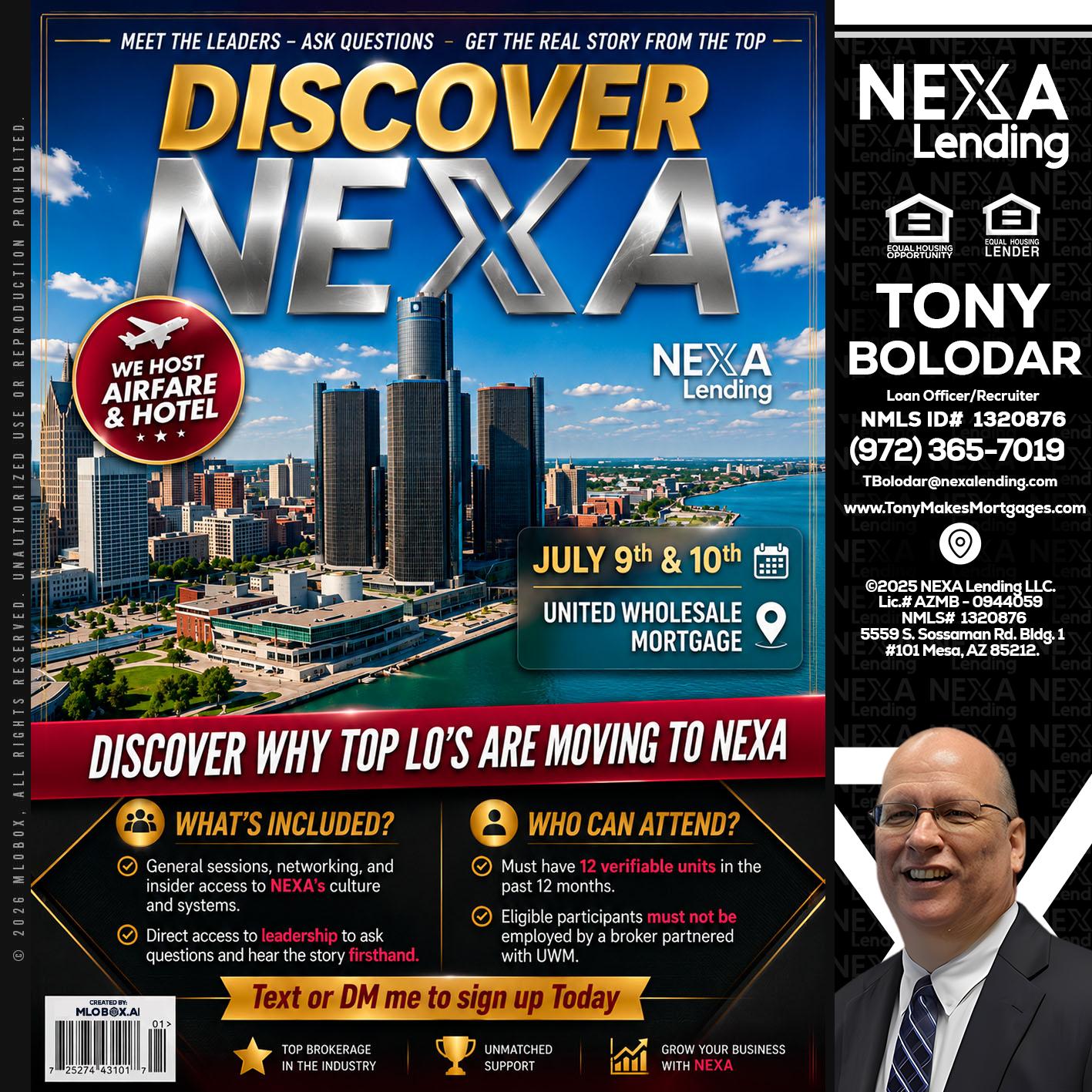 DISCOVER NEXA - Tony Bolodar -Loan Officer/Recruiter