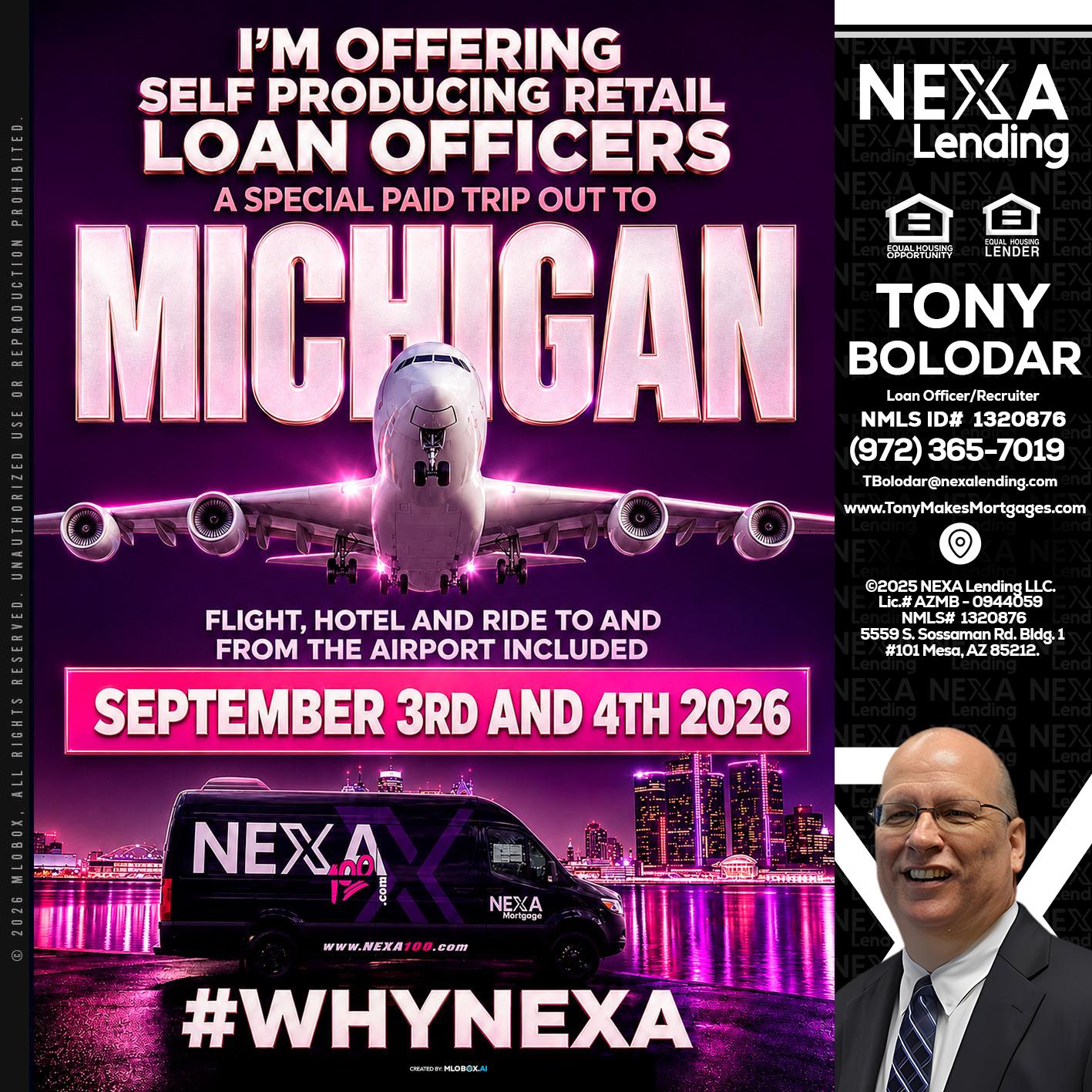 MICHIGAN TRIP - Tony Bolodar -Loan Officer/Recruiter