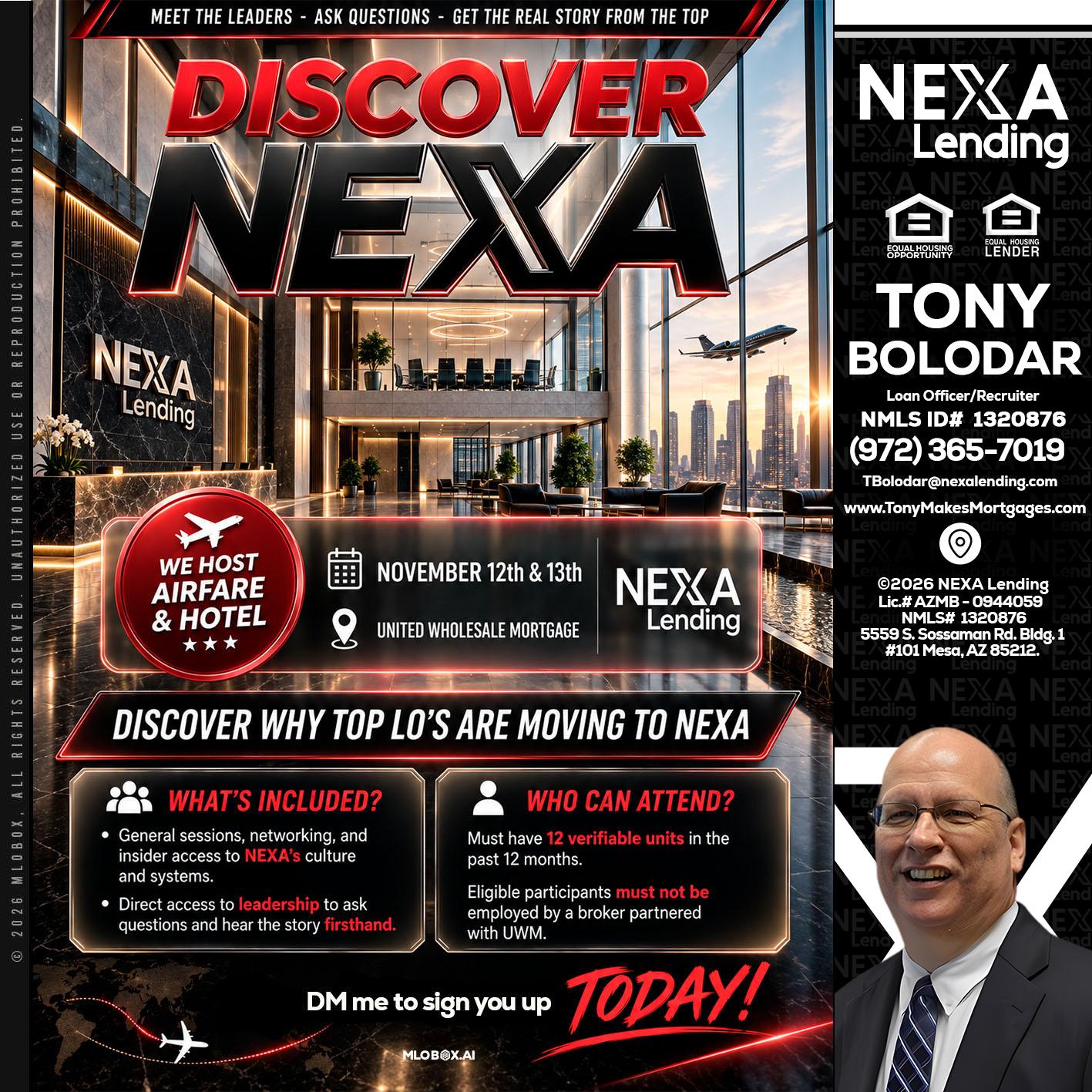 DISCOVER NEXA - Tony Bolodar -Loan Officer/Recruiter