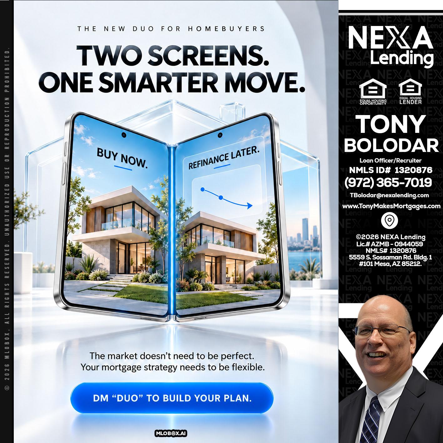 TWO SCREENS - Tony Bolodar -Loan Officer/Recruiter