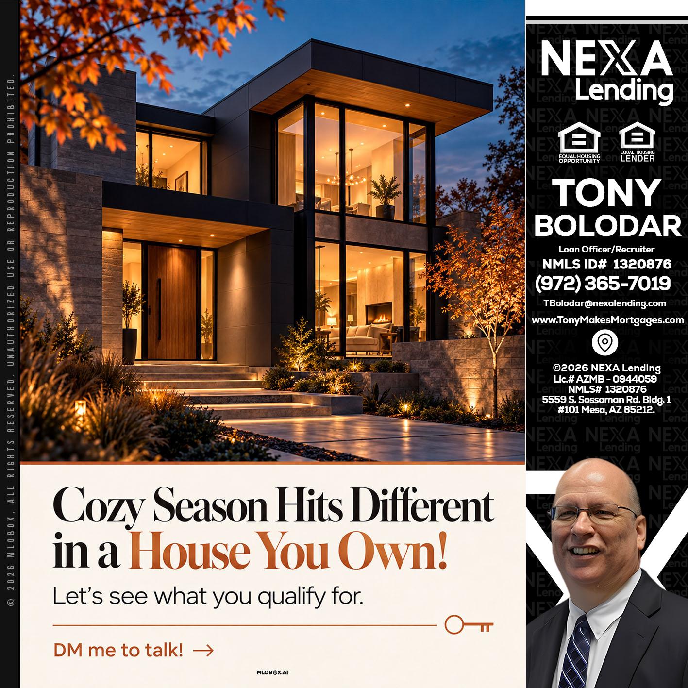 COZY SEASON - Tony Bolodar -Loan Officer/Recruiter