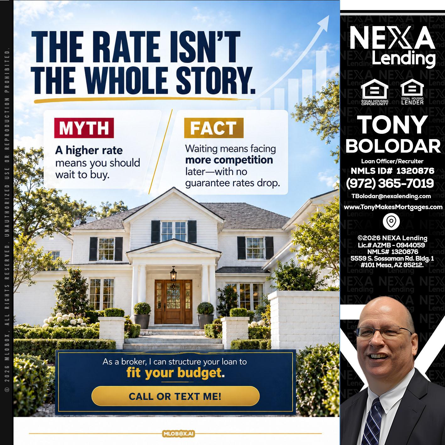 THE RATE ISNT - Tony Bolodar -Loan Officer/Recruiter