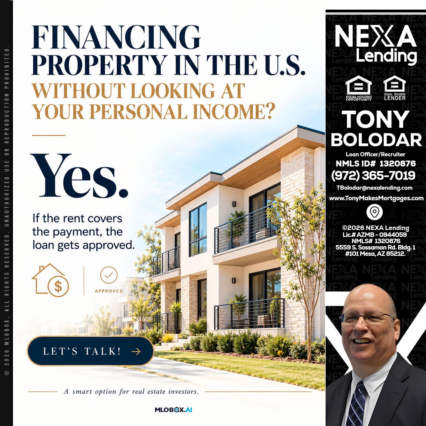FINANCING - Tony Bolodar -Loan Officer/Recruiter